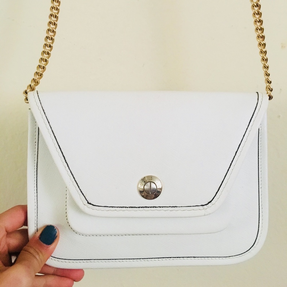 henri bendel White Crossbody Bag with Gold Chain